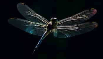 Foto gratuita el ala de la libélula muestra una belleza vibrante en la naturaleza generada por ia