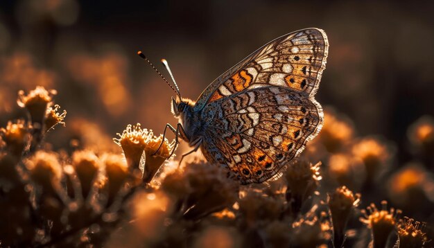Ala de mariposa amarilla y negra frágil belleza generada por IA