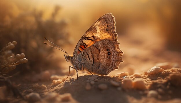 Foto gratuita ala de mariposa multicolor bajo la vibrante luz del sol de verano generada por ia