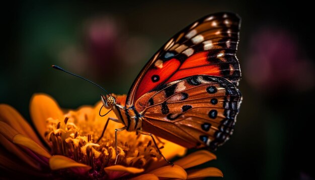 El ala de mariposa vibrante muestra la belleza natural y la elegancia generadas por IA