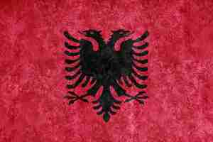 Foto gratuita albania bandera metálica, bandera texturizada, bandera grunge