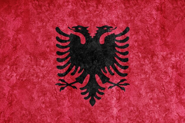 Albania Bandera metálica, bandera texturizada, bandera grunge