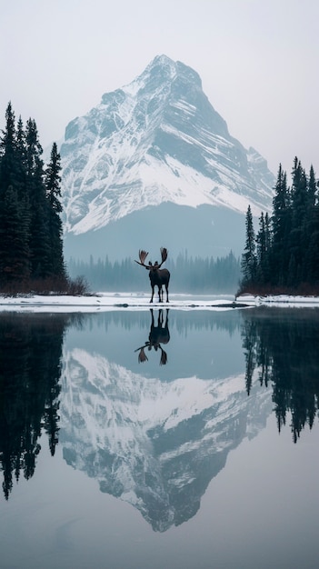 Foto gratuita alce fotorrealista en la naturaleza