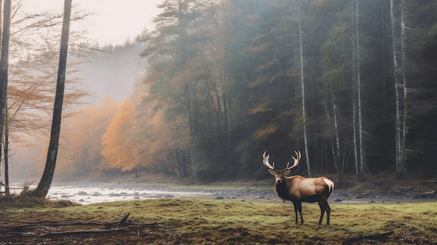 Foto gratuita alce salvaje al aire libre con paisaje natural