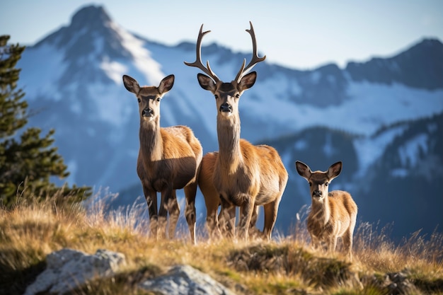 Foto gratuita alces salvajes en la naturaleza con terneros