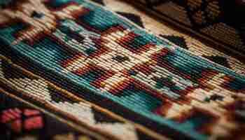 Foto gratuita alfombra de tapiz de lana tejida con una decoración de patrones geométricos intrincados generada por ia