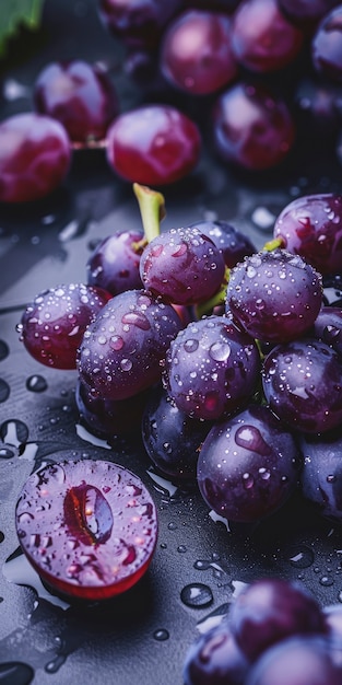 Alimentos crudos con gotas de agua en el estudio