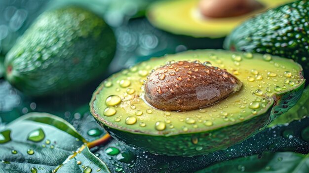 Alimentos crudos con gotas de agua en el estudio