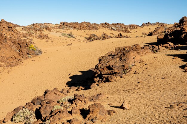 Alivio del desierto seco con rocas