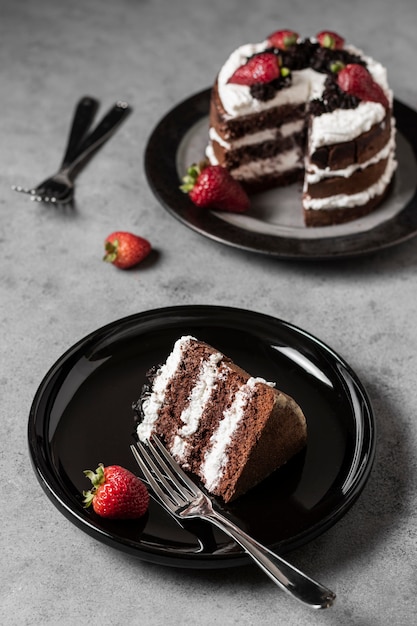 Alto ángulo de concepto de delicioso pastel