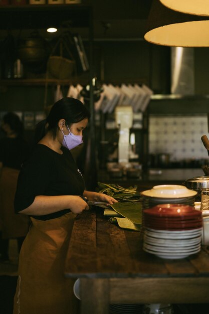 ambiente en la cocina del café Proceso