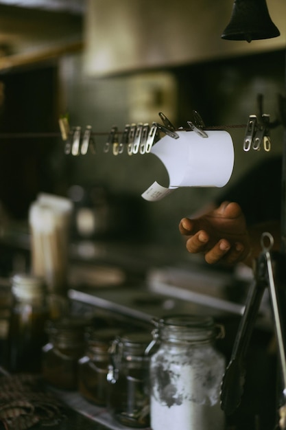 ambiente en la cocina del café Proceso