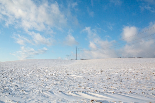 Ambiente de invierno cubierto de nieve