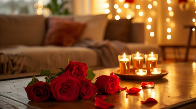 Foto gratuita un ambiente romántico para el día de san valentín