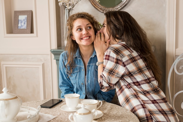 Foto gratuita amigas contándose secretos