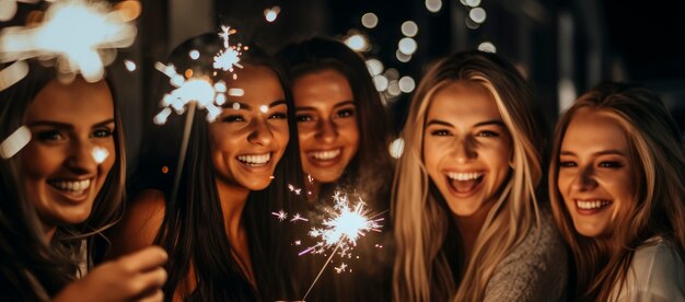 Amigos medianos celebrando el año nuevo.