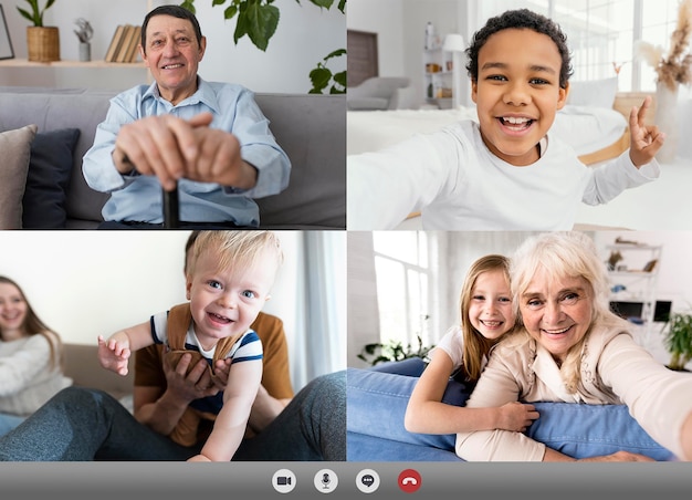 Amigos o familiares haciendo una videollamada para ponerse al día