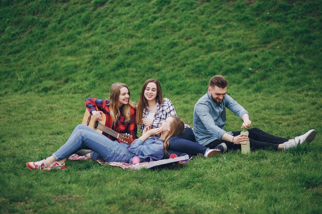 Amigos en un picnic