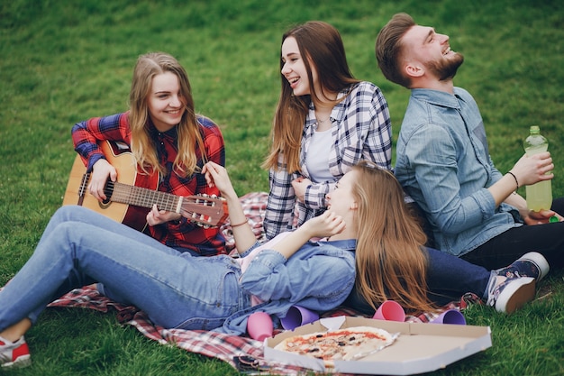 Amigos en un picnic