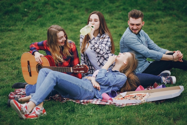 Amigos en un picnic