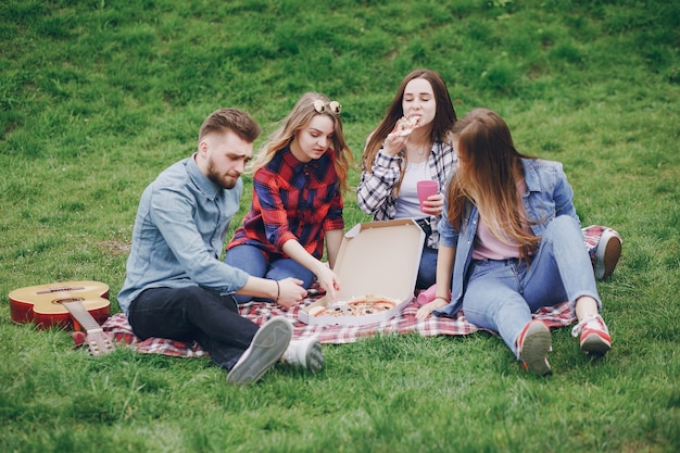 Amigos en un picnic