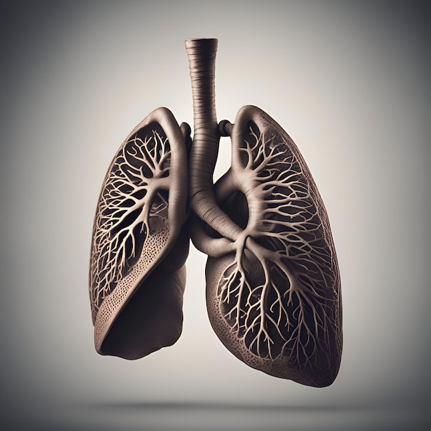 Foto gratuita anatomía de los pulmones en una ilustración 3d de fondo oscuro