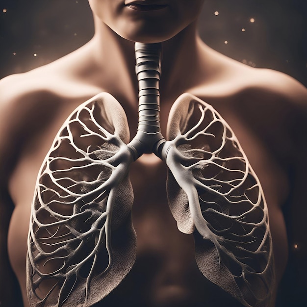 Foto gratuita anatomía de los pulmones render 3d del cuerpo humano con pulmones