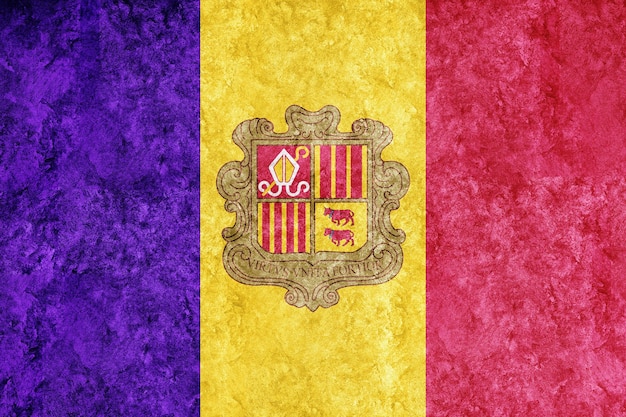 Andorra Bandera metálica, bandera texturizada, bandera grunge