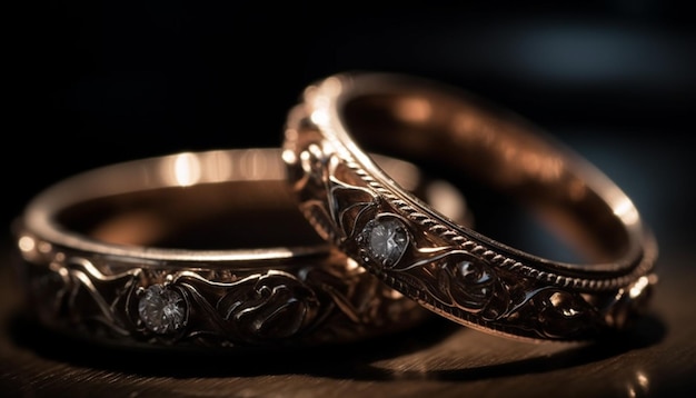 Foto gratuita anillo de bodas de oro brillante símbolo de unión generado por ia