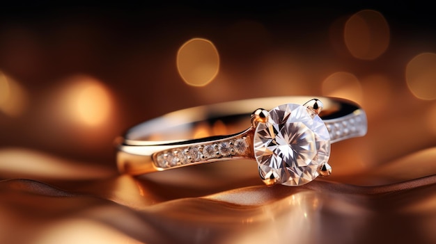 Foto gratuita un anillo reluciente de seda con luces de bokeh brillantes