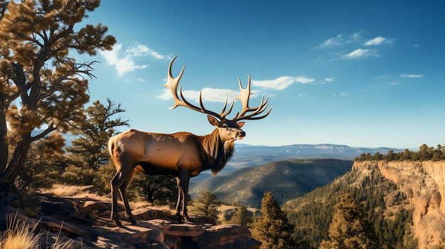 Foto gratuita animal alce salvaje con hermoso paisaje natural.