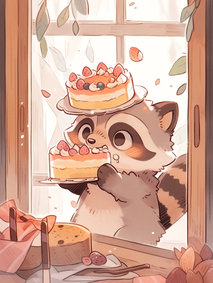 Foto gratuito animales comiendo un pastel dulce y delicioso