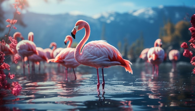 Foto gratuita animales en la naturaleza colores vibrantes escena tranquila clima tropical generado por inteligencia artificial