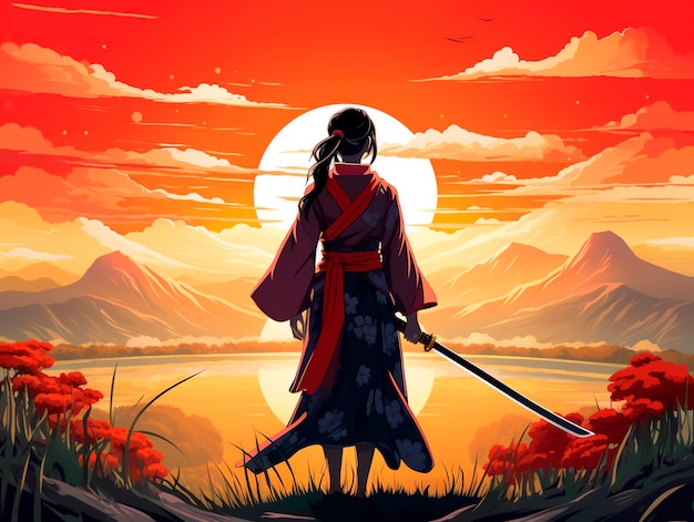 Foto gratuita anime style portrait of traditional japanese samurai character