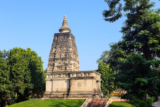 Foto gratuita animesa locana el lugar de unwinking contemplando el templo mahabodhi bodh gaya india