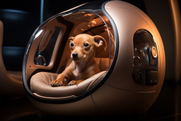 Anjing menggemaskan bergaya futuristik