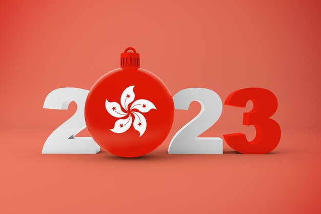Año 2023 con adorno de Hong Kong