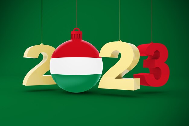 Foto gratuita año 2023 con bandera de hungría