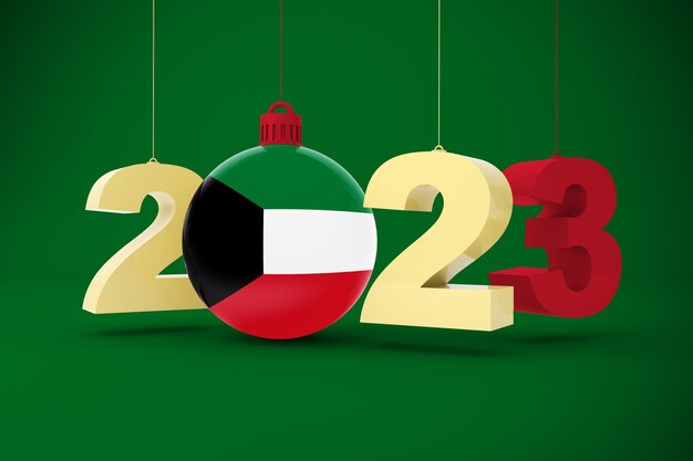 Foto gratuita año 2023 con bandera de kuwait