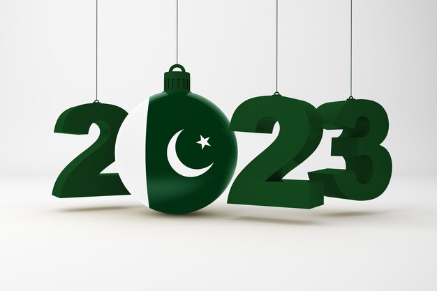 Año 2023 con bandera de Pakistán