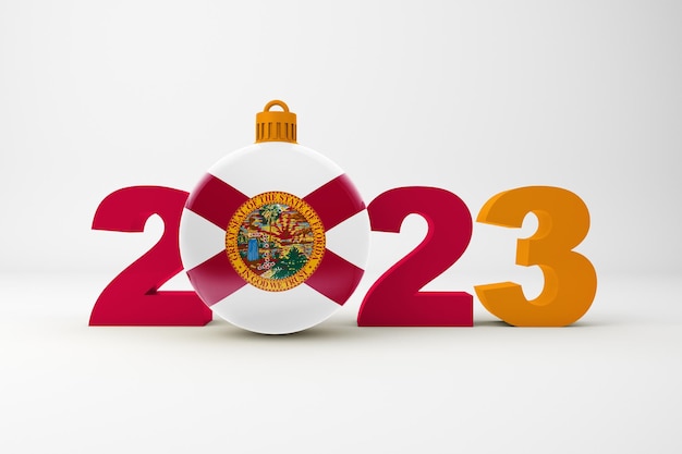 Foto gratuita año 2023 con bola de navidad de florida