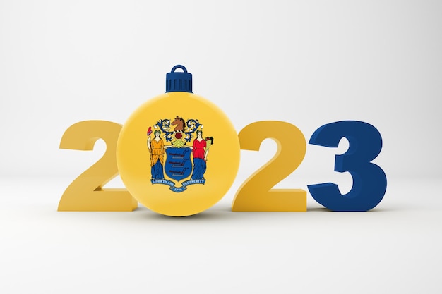 Foto gratuita año 2023 con bola de navidad de nueva jersey