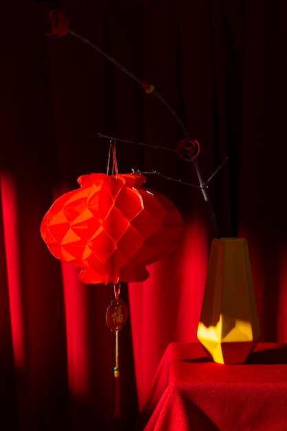 Año nuevo chino 2021 decoración de linterna roja.