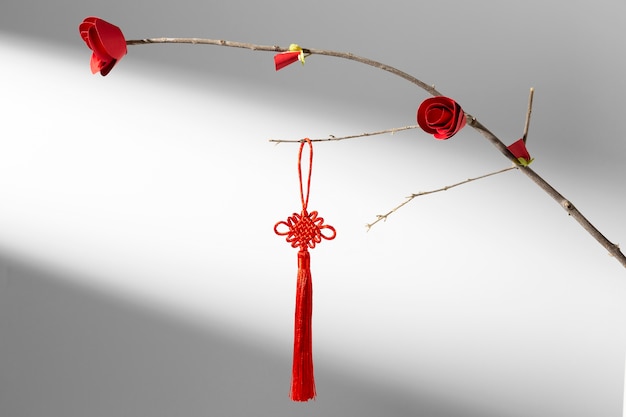 Año nuevo chino 2021 flor y decoración roja.
