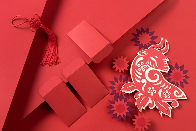 Año nuevo chino con concepto de buey