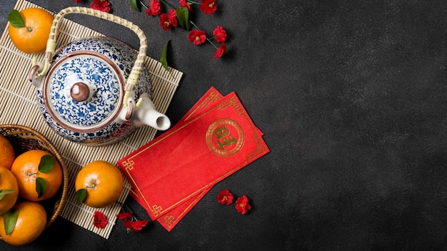 Año nuevo chino con mandarinas