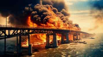Foto gratuita antecedentes de explosiones en puentes marítimos