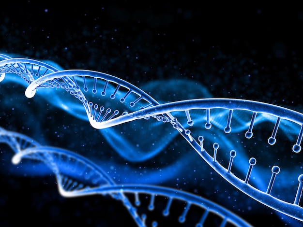 Antecedentes médicos 3D con cadena de ADN en diseño abstracto