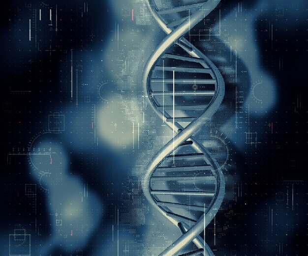 Antecedentes médicos 3D con cadena de ADN