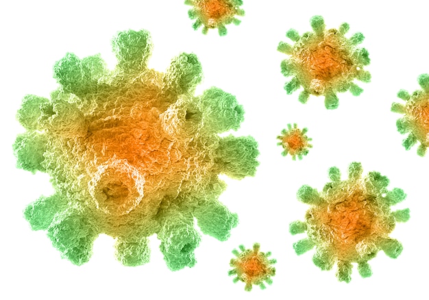 Antecedentes médicos 3D con células abstractas de coronavirus
